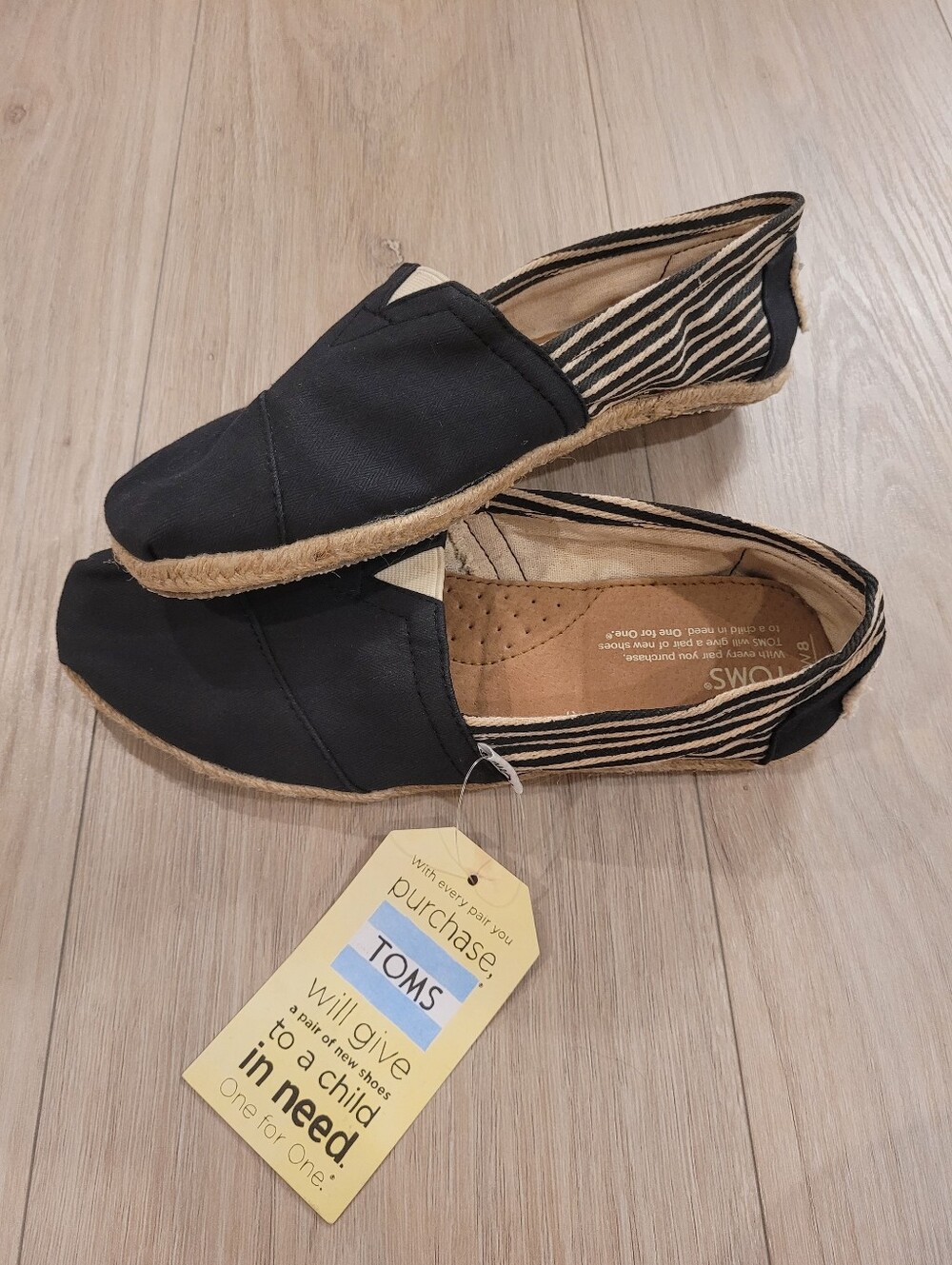 NWT TOMS | Classic University Rope Espadrille Alpargata Stripe Shoe | Sz. 8
